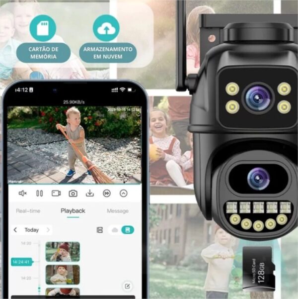 Câmera Wi-Fi Segurança Externa 2 em 1 À Prova D’água IP66 Visão Noturna - Image 4